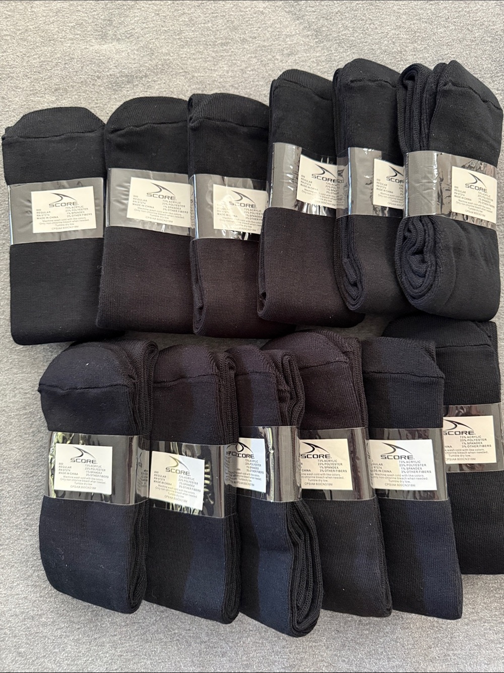 Performance youth Black Crew Socks - Pack soccer socks.  12 pack